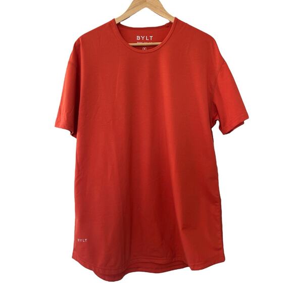 NWT BYLT T-Shirt Men XL Orange Drop Cut Short Sleeve Athletic Fit Workout Casual - Picture 1 of 8